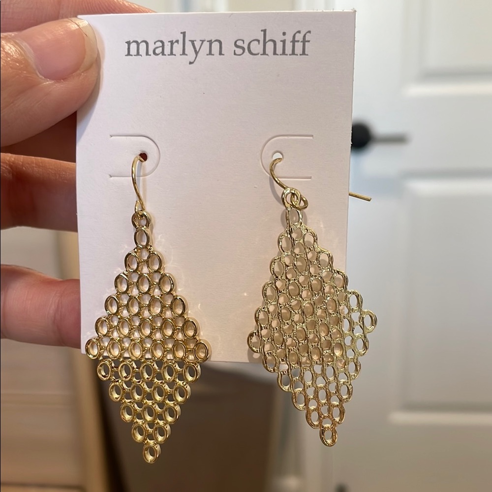 New Marlyn Schiff gold tone diamond shaped earrings